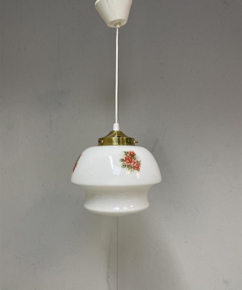 Vintage kattovalaisin lasi kukkakuvio