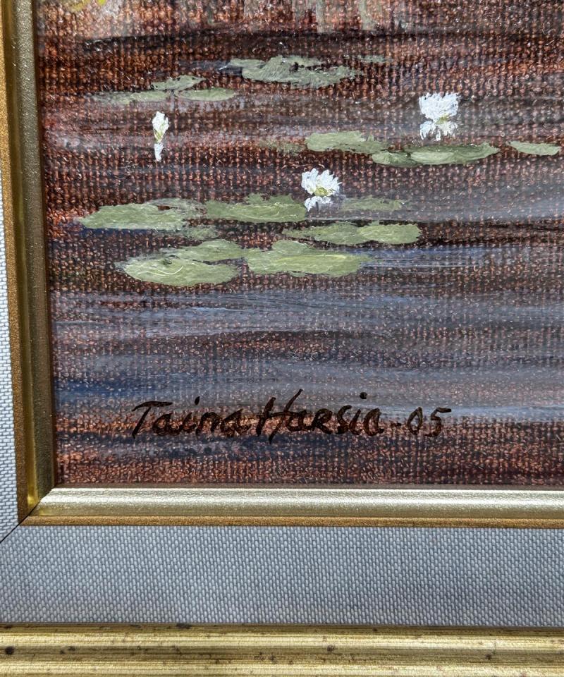 Taulu öljyvärimaalaus lehmät laitumella Taina Harsia -05