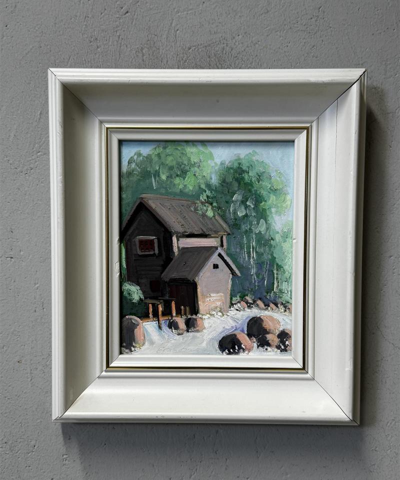 Taulu öljyvärimaalaus maalaistalo Koivukangas