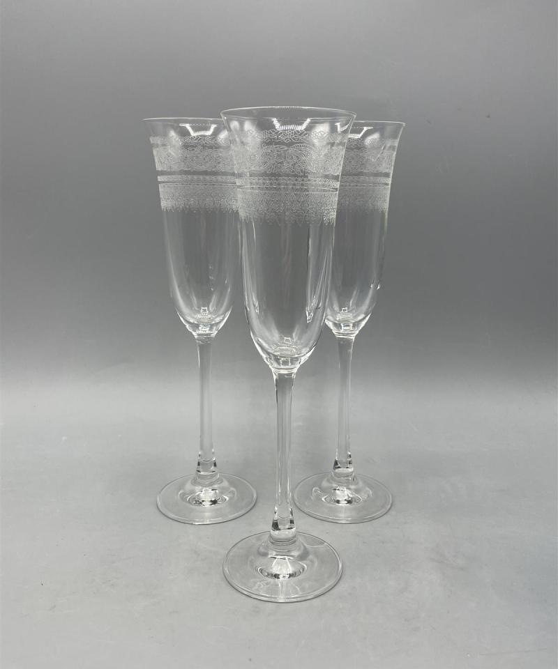 Vintage kristalli samppanjalasit, kirkas 3kpl