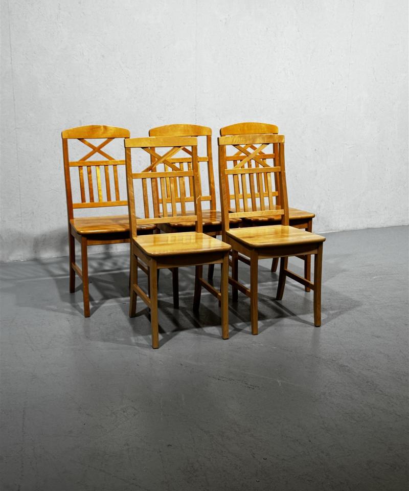 Vintage talonpoikaistyyli tuolit puu (5 kpl)