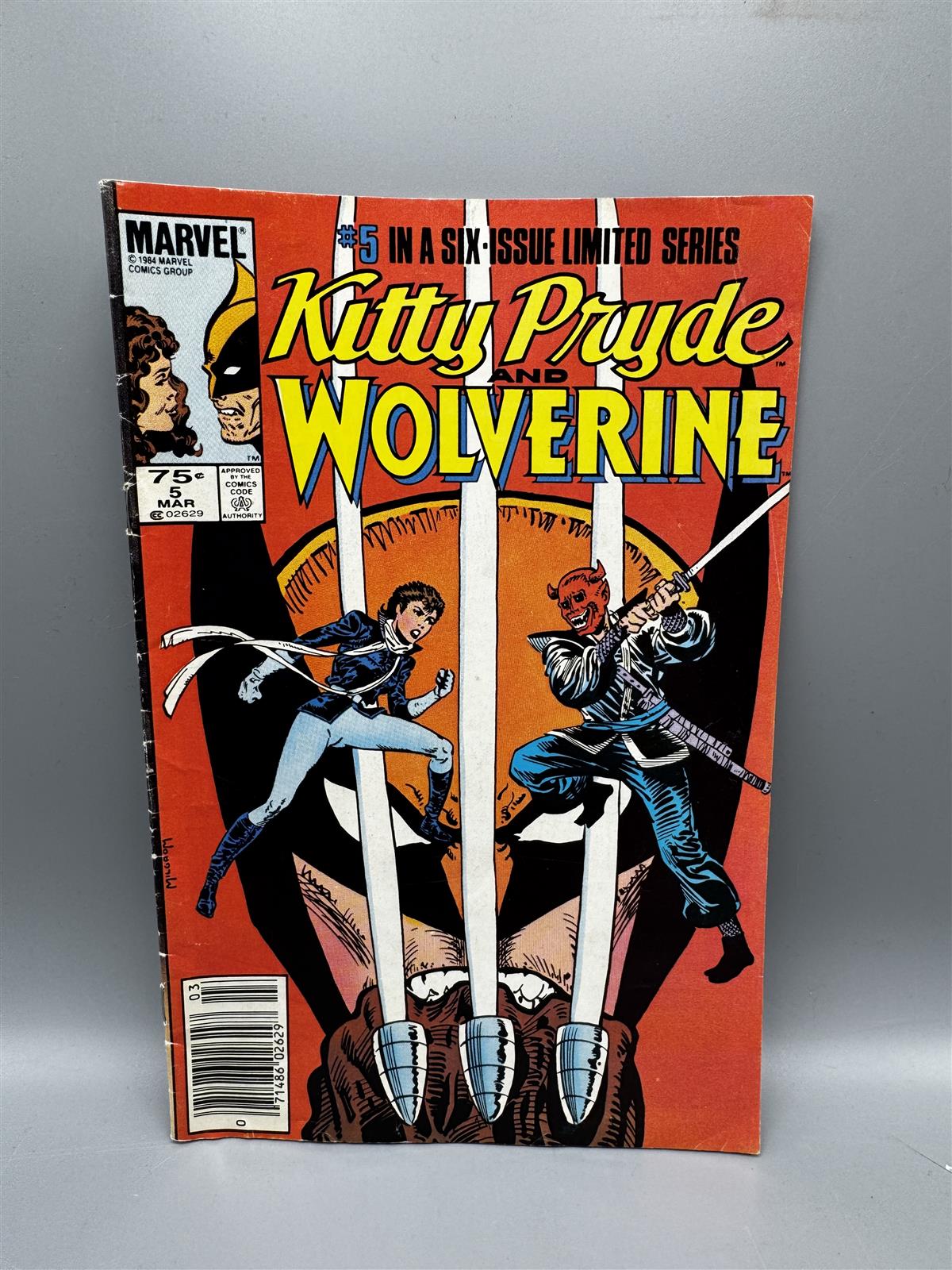 Vintage 1980-luvun sarjakuva Kitty Pryde and Wolverine