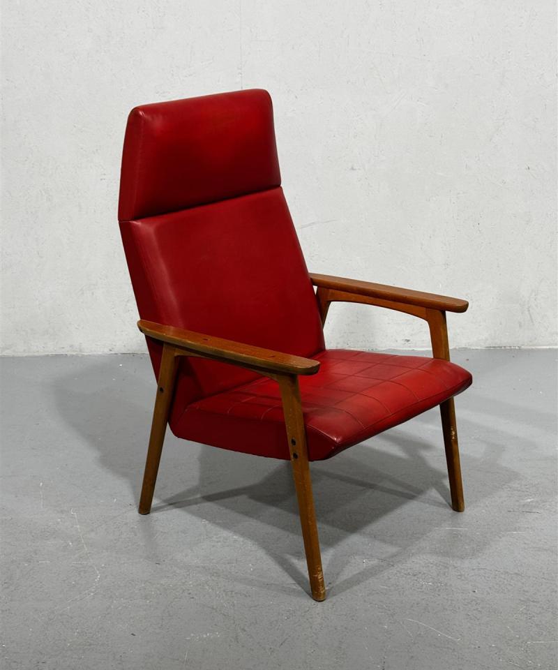 Vintage 60-luku nojatuoli punainen