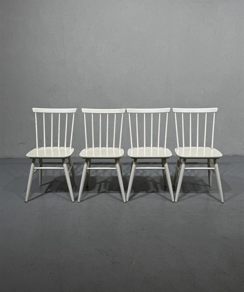 Vintage pinnatuolit 60-luku, valkoiset (4 kpl)