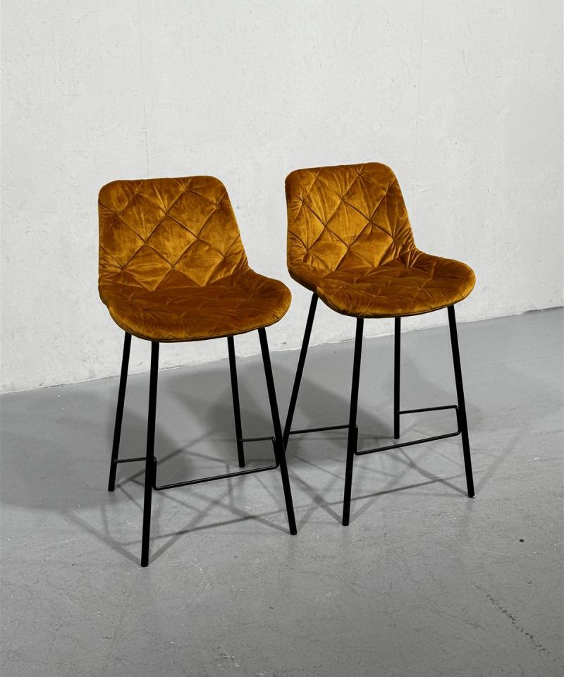 Baarituolit sametti keltainen (2 kpl)