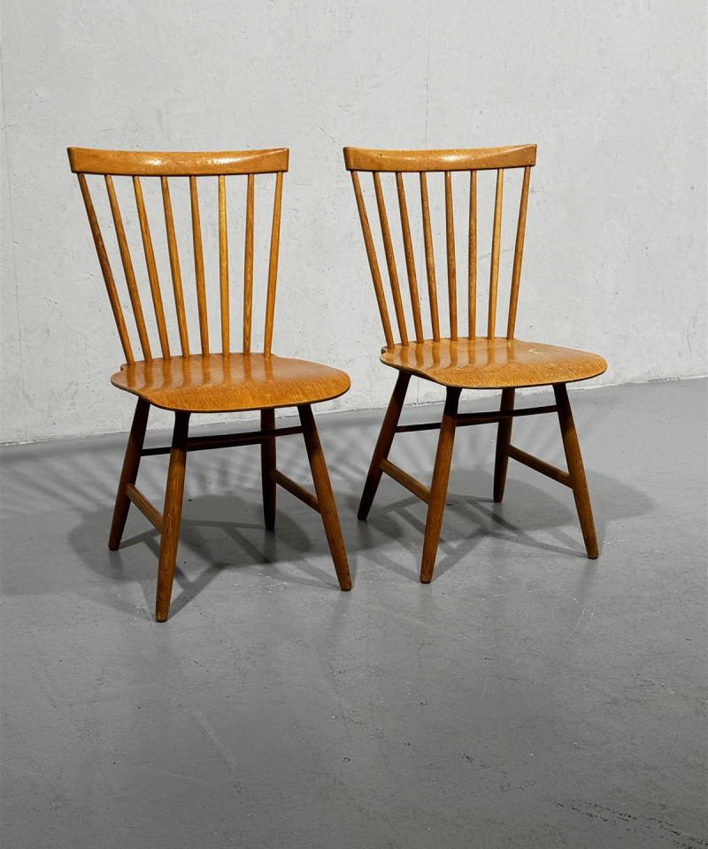 Vintage 60-luku tuolit puu, ruskeat (2 kpl)