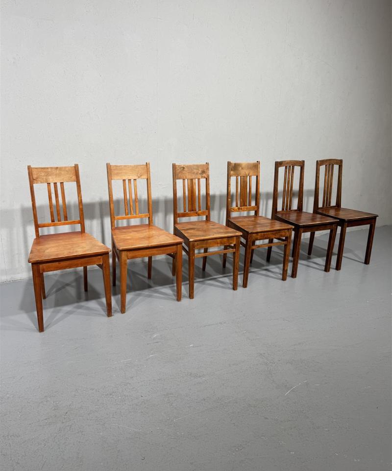 Vintage 60-luku tuolit puu ruskeat (6 kpl)