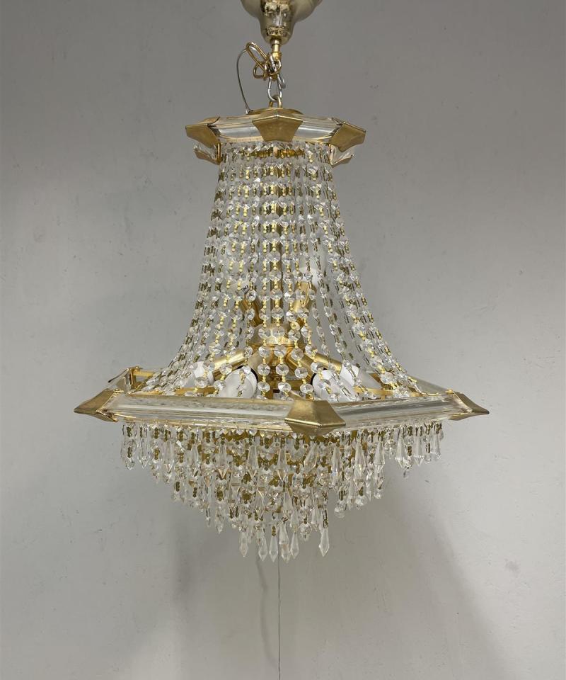 Vintage Kattokruunu kristalleilla 8-valopistettä