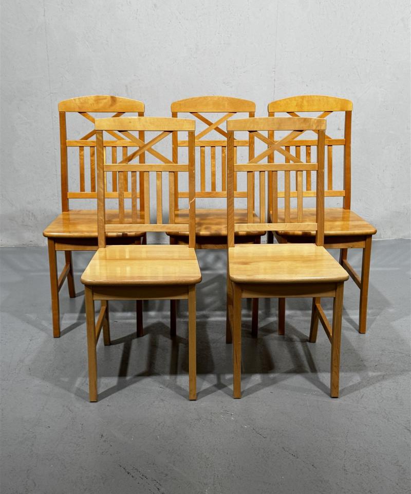 Vintage talonpoikaistyyli tuolit puu (5 kpl)