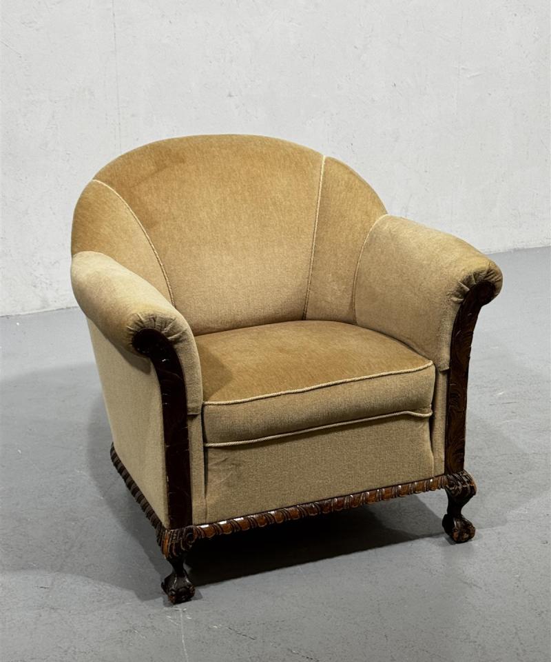 Vintage chippendale nojatuoli, ruskea