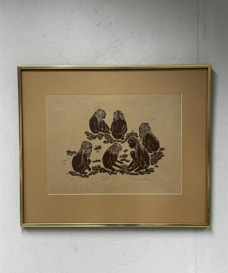 Taulu puupiirros 1/20 kehystetty Leena Sarparanta -82