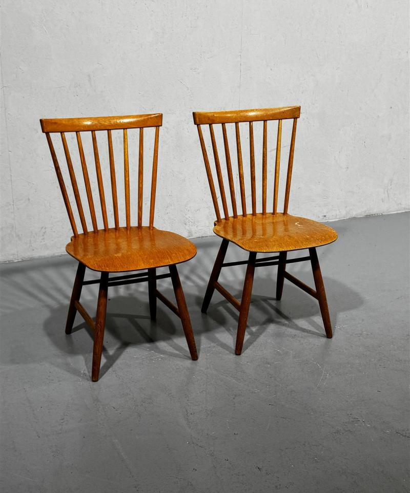 Vintage 60-luku tuolit puu, ruskeat (2 kpl)