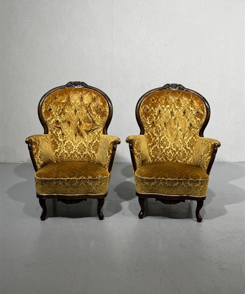 Vintage rokokoo nojatuolit, kulta (2 kpl)