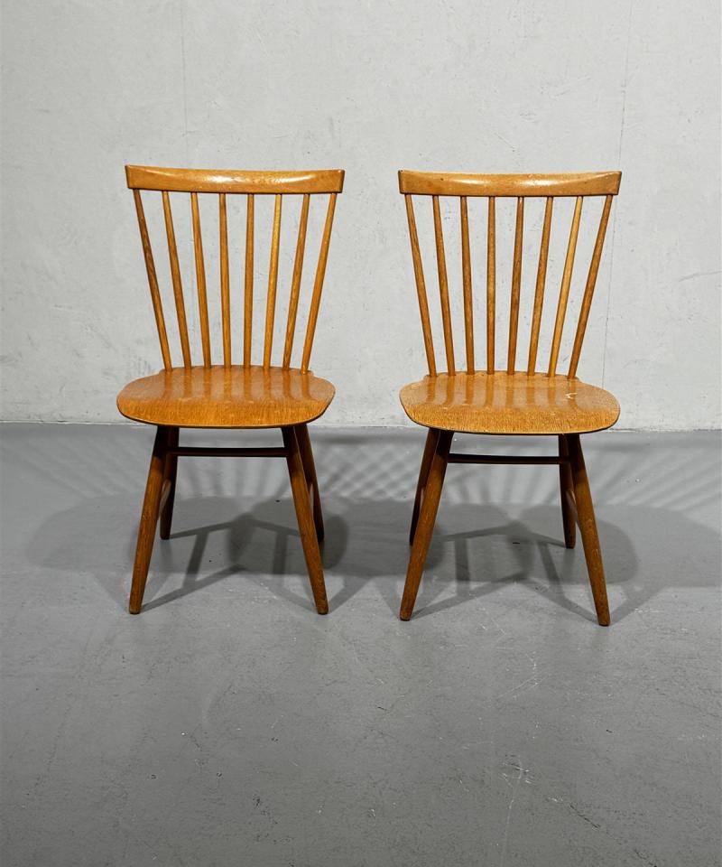 Vintage 60-luku tuolit puu, ruskeat (2 kpl)