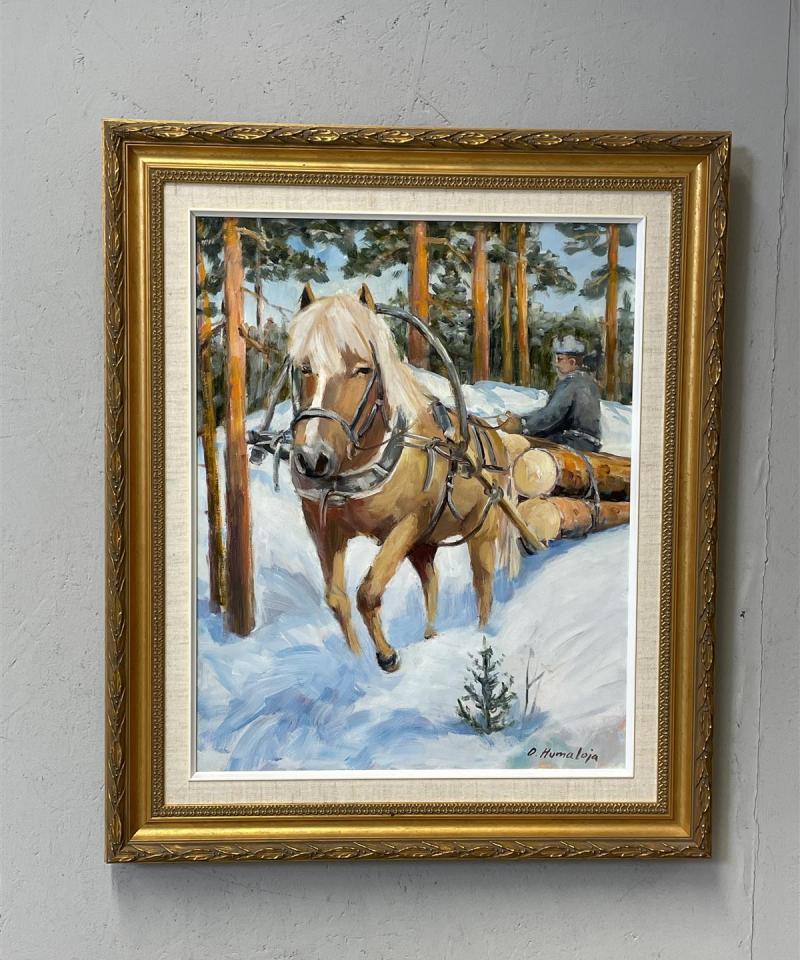 Taulu Öljyvärimaalaus suomenhevonen, Olavi Humaloja