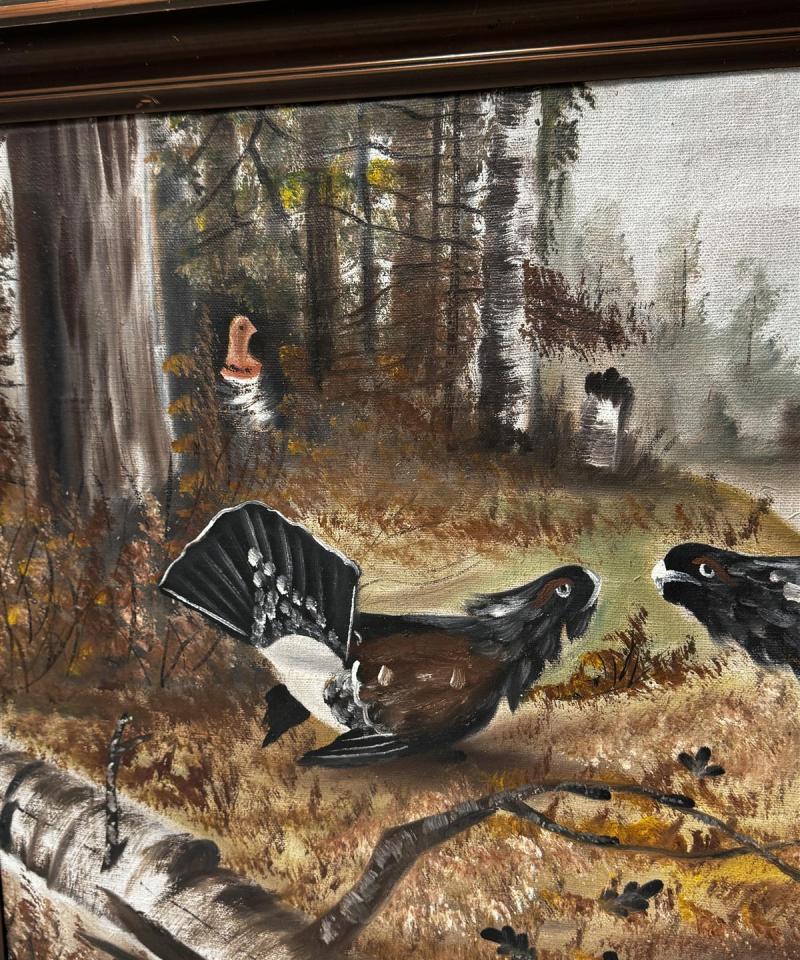 Taulukopio taistelevat metsot öljyvärimaalaus