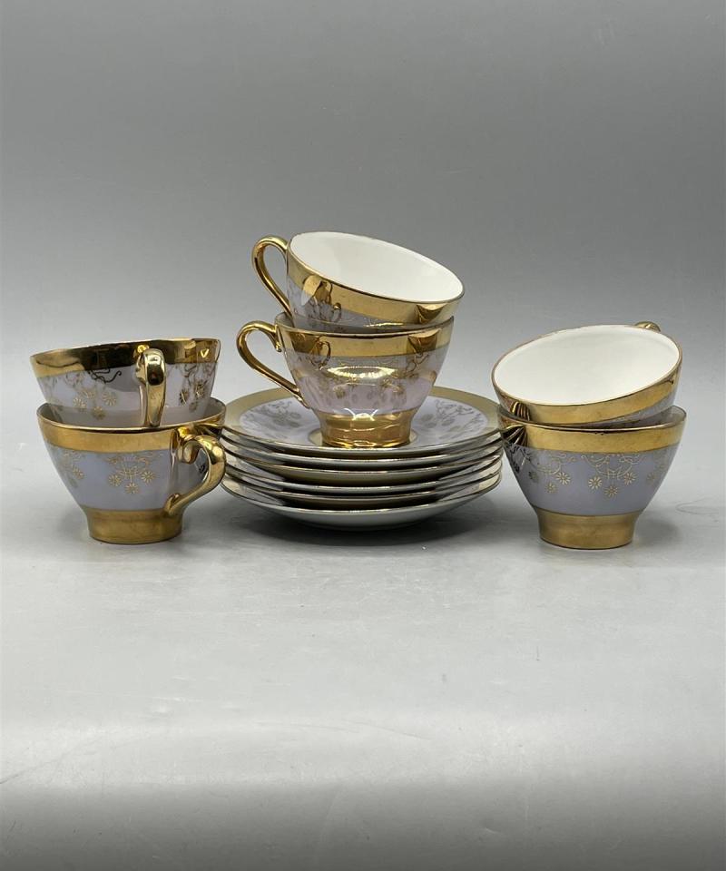 Kultareunaiset kahvikupit 6kpl