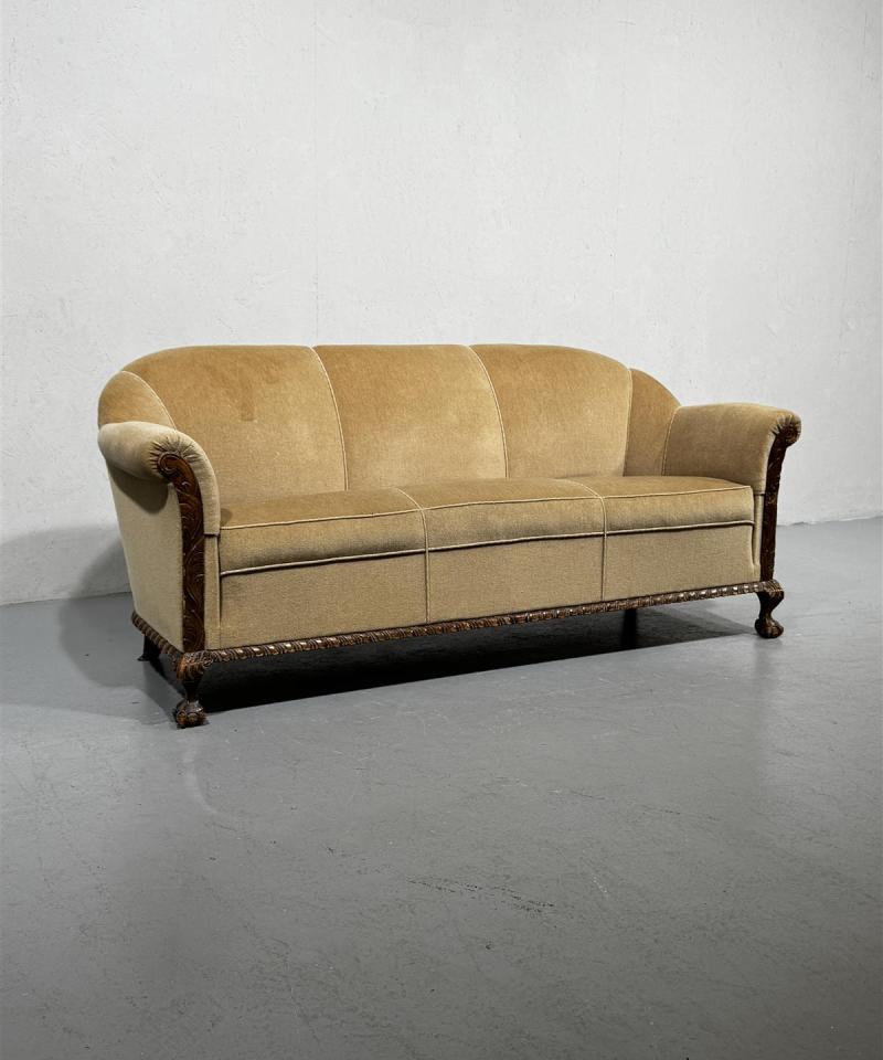 Vintage chippendale sohva, ruskea