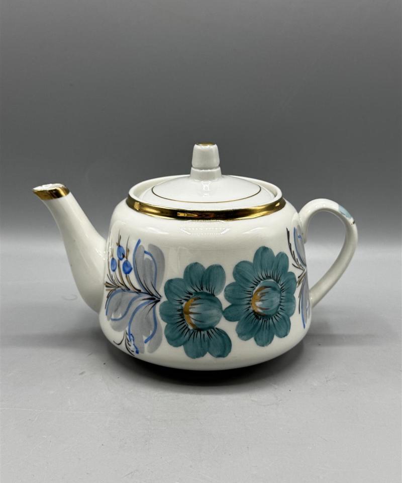 Vintage Gorodnitsky teekannu posliini kukkakuvio