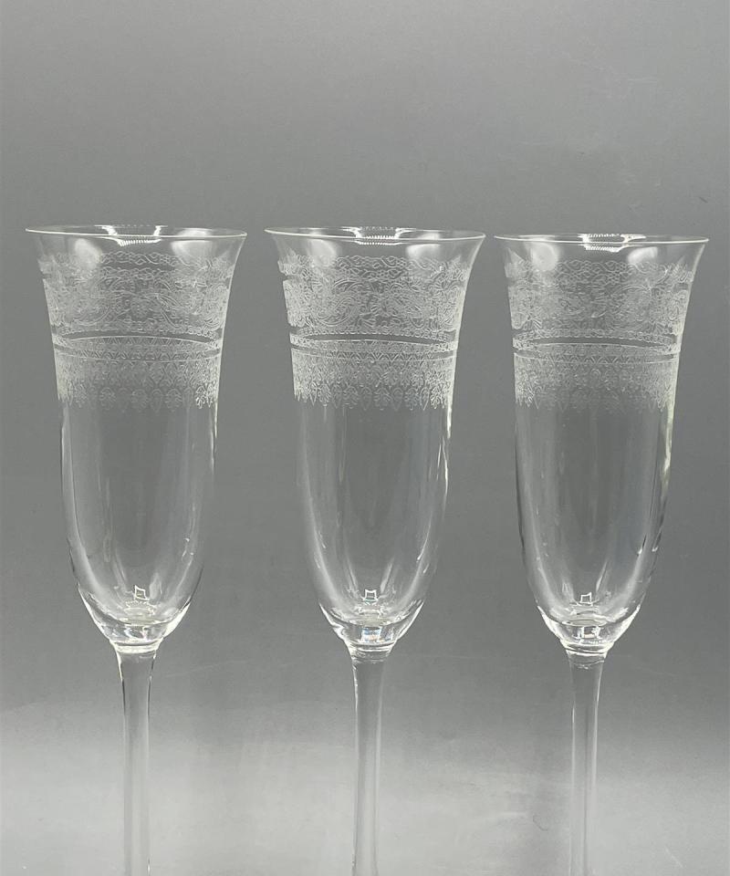 Vintage kristalli samppanjalasit, kirkas 3kpl