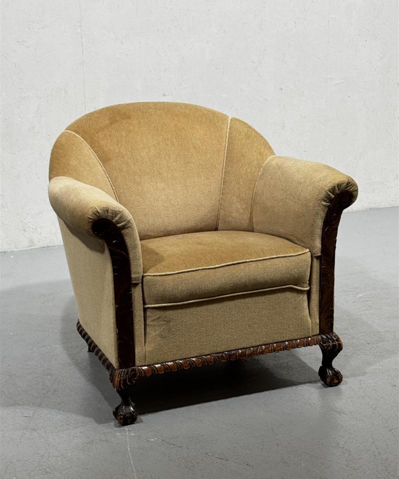 Vintage chippendale nojatuoli, ruskea