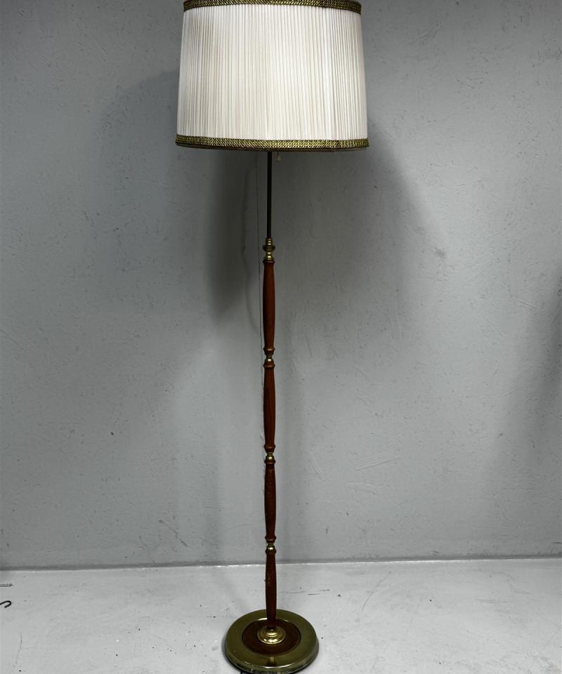 Vintage Valaisin-Mäkelä lattiavalaisin puu ja messinki