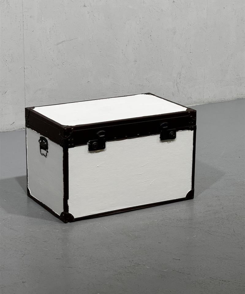 Vintage matka-arkku ruskea valkoinen