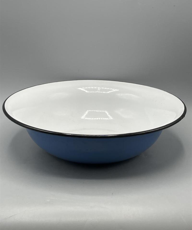 Emalinen kannu ja vati, sininen