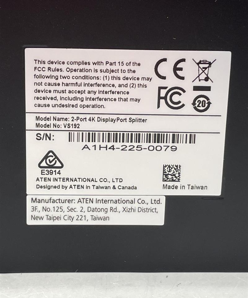 ATEN 2 Port DisplayPort jakaja VS192