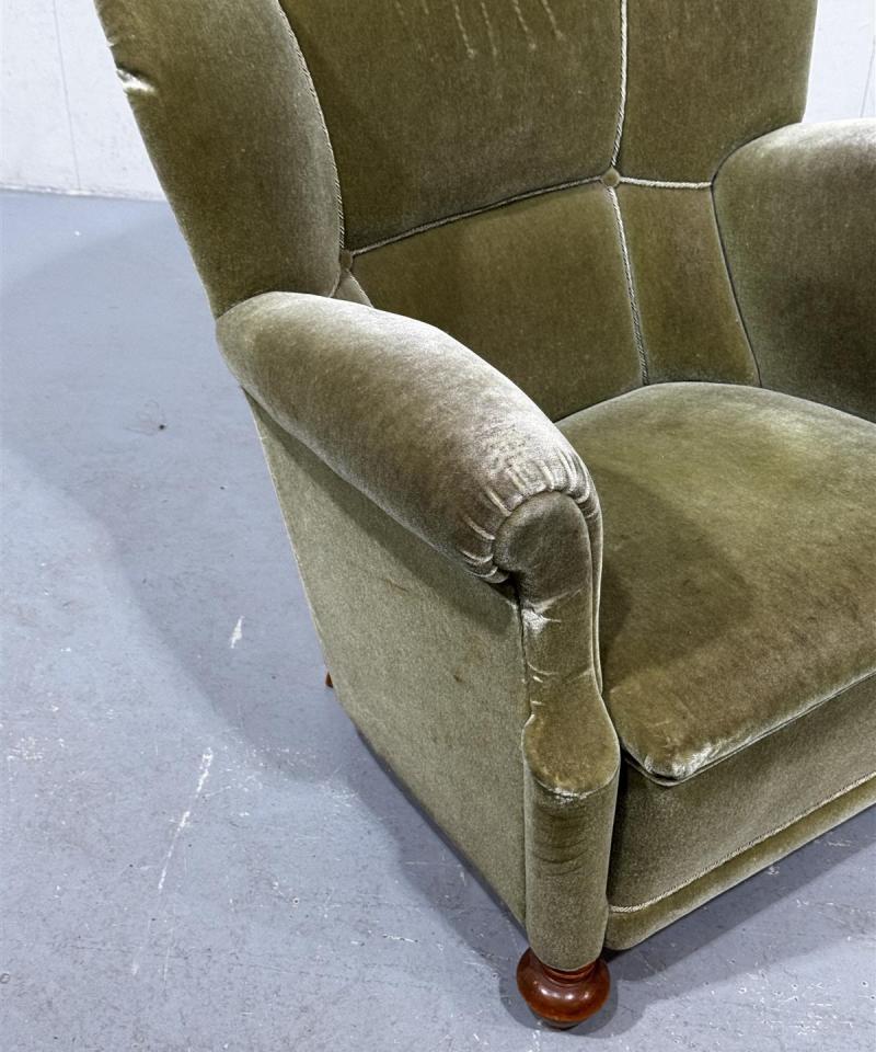 Vintage nojatuoli sametti vihreä