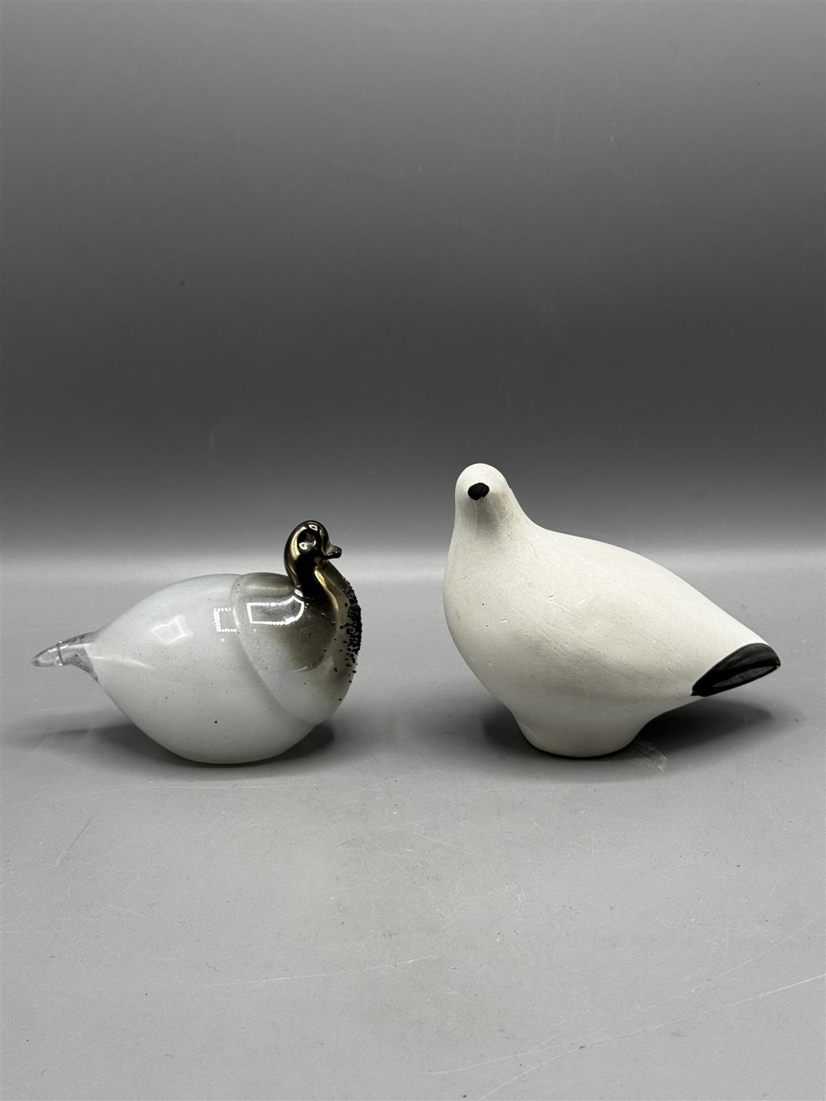 Lasinen lintu ja keraaminen koristelintu (2kpl)