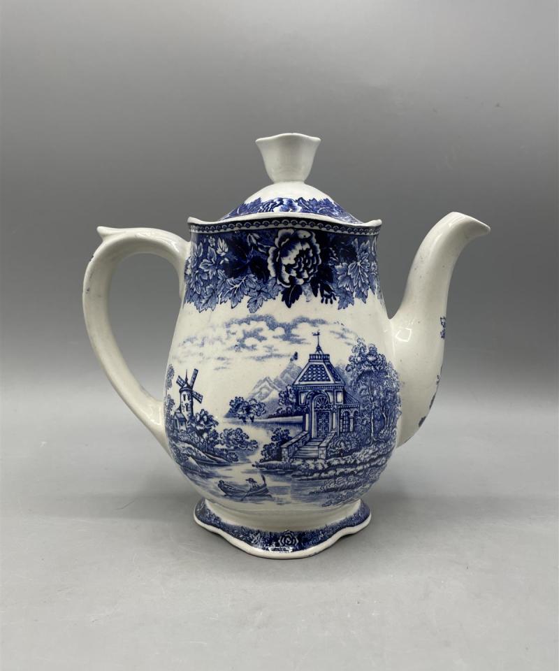 Arabia sininen Maisema kahvikannu, piippuleima