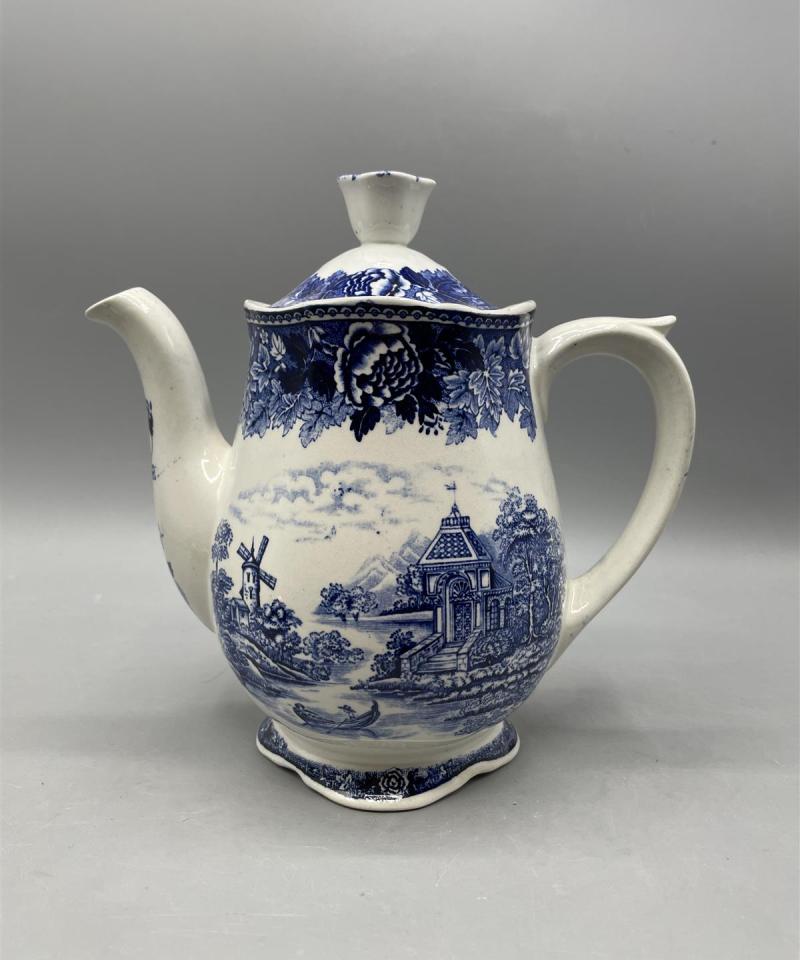 Arabia sininen Maisema kahvikannu, piippuleima