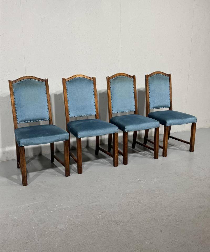 Vintage tuolit (4kpl), sininen verhoilu