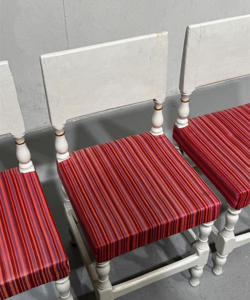 Vintage tuolit (3 kpl) punaraita 1800 luku