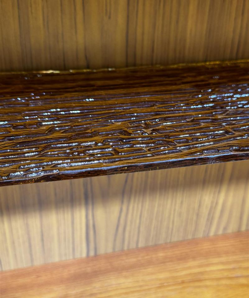 Vintage teak hyllykkö vitriinillä