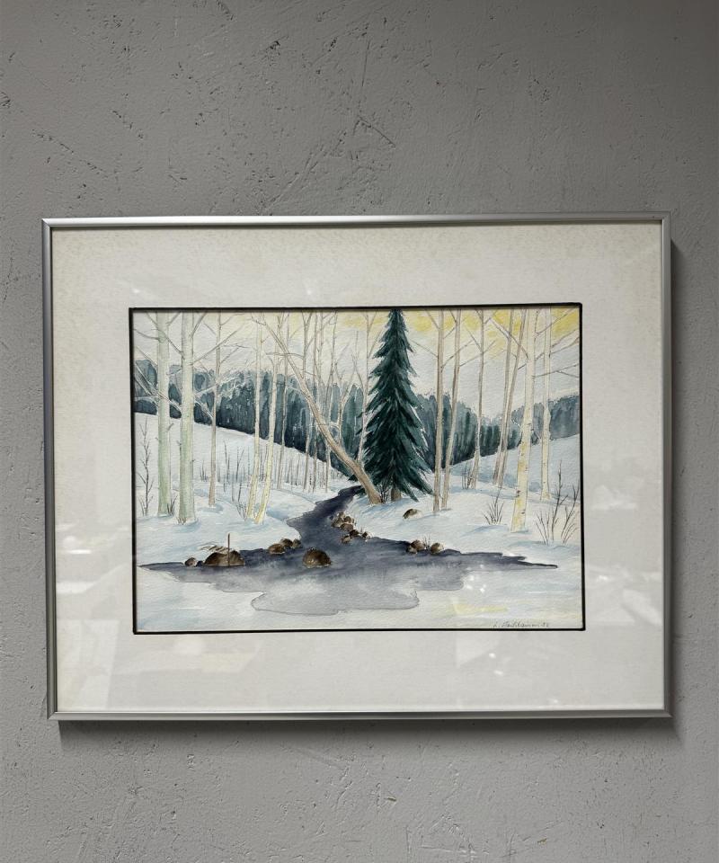 Taulu vesivärimaalaus L Hartikainen 1988