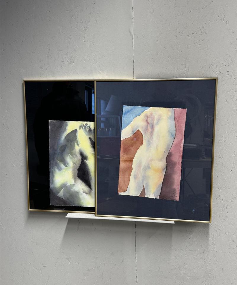 Taulu vesivärimaalaukset (2 kpl) A.M. (?)