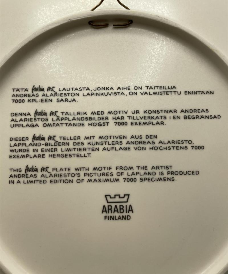 Arabia Art Lappi taidelautanen, Andreas Alariesto -83