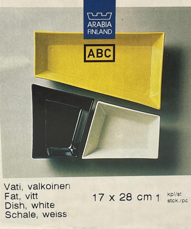 Arabia ABC vati valkoinen 17x28cm, Pekka Harni