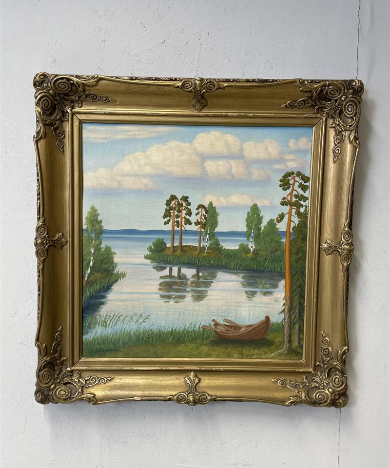 Taulu ”Järvimaisema” öljyväri, Sorvali