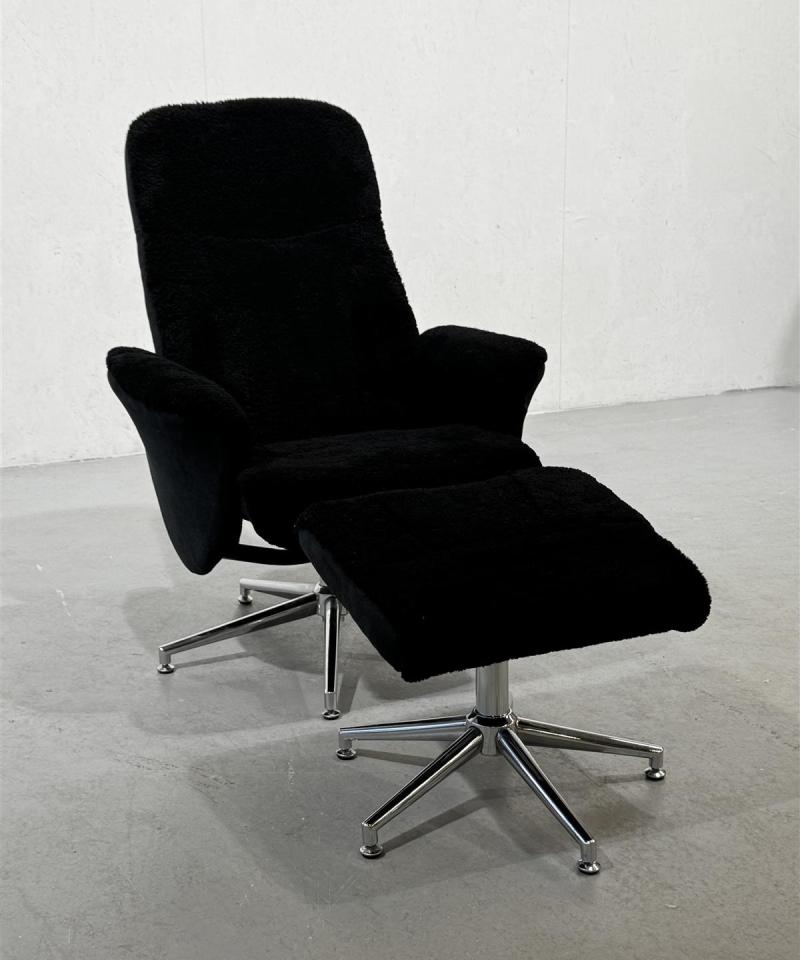 Venture Rolf musta teddy nojatuoli ja rahi