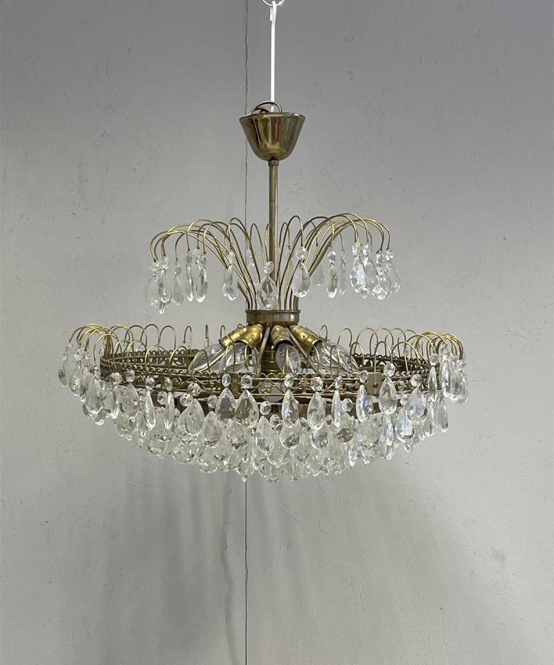 Vintage Kattokruunu kristalleilla 8-valopistettä