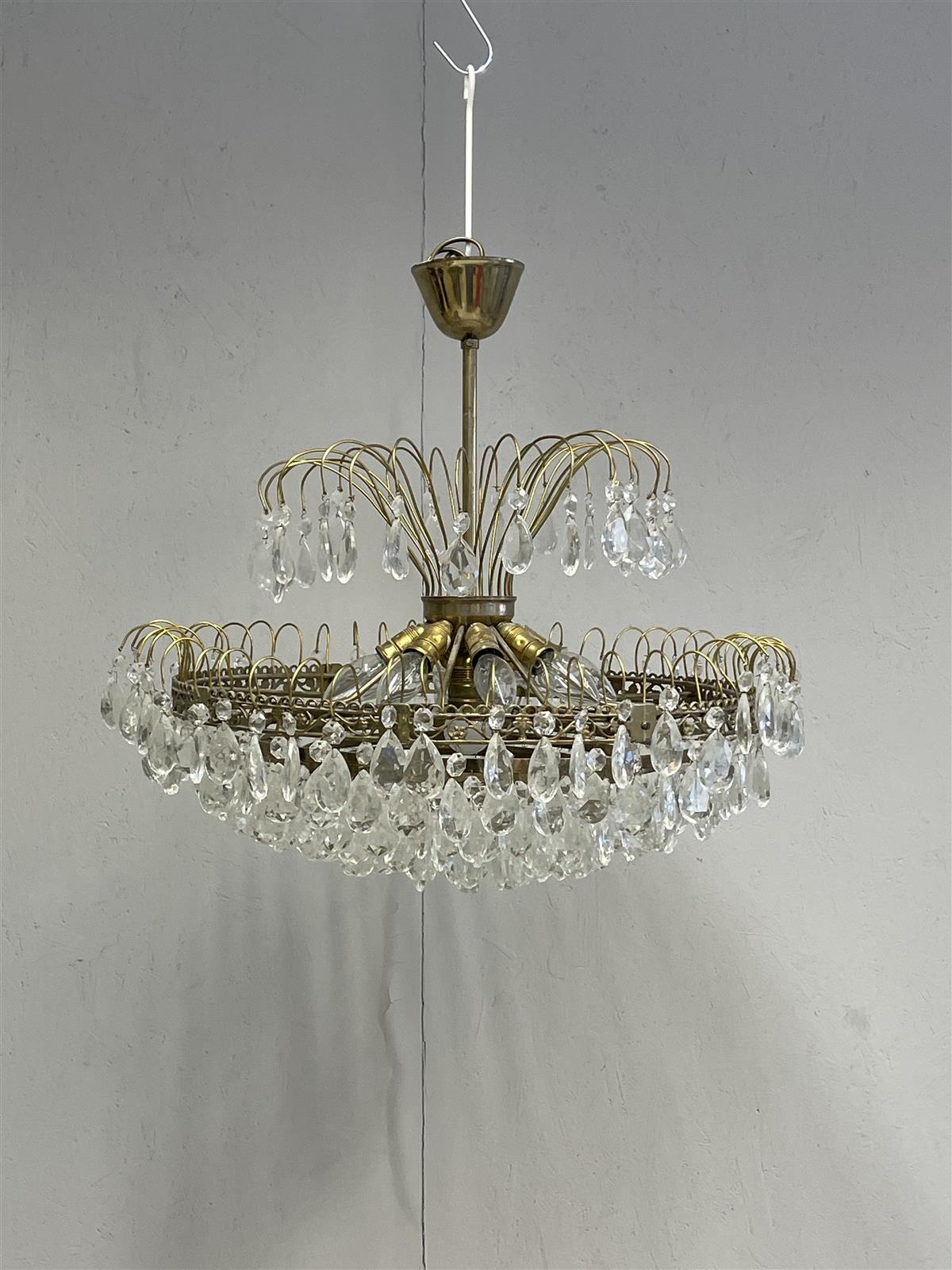 Vintage Kattokruunu kristalleilla 8-valopistettä