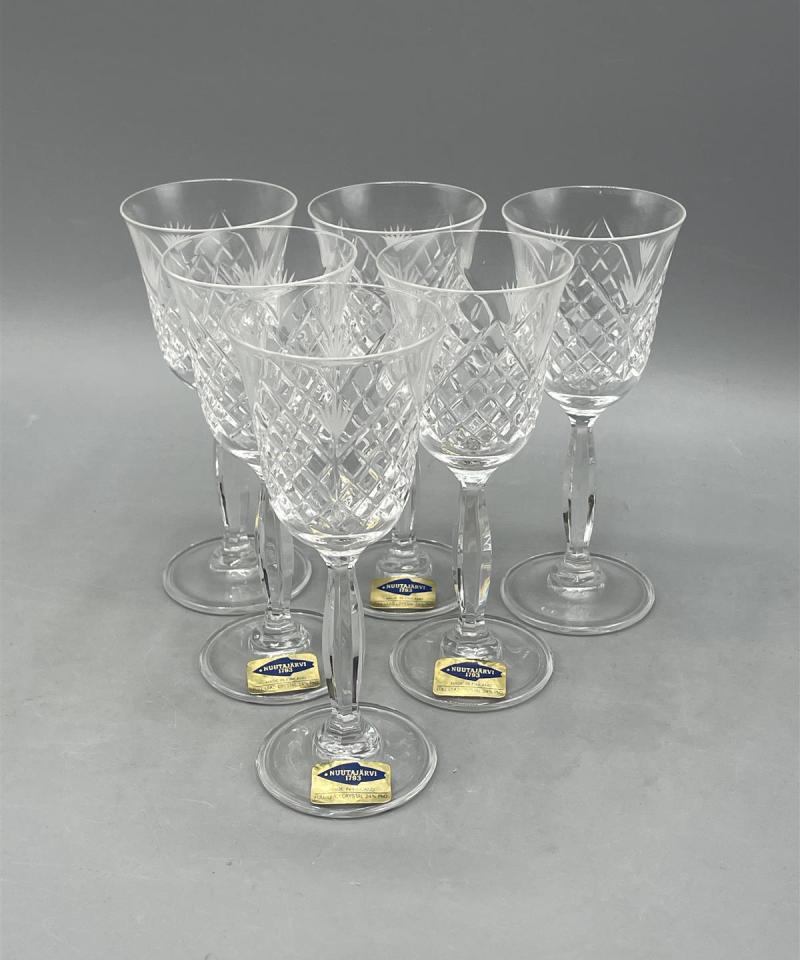 Nuutajärvi Wanha Kartano kristalli Snapsilasi 6kpl