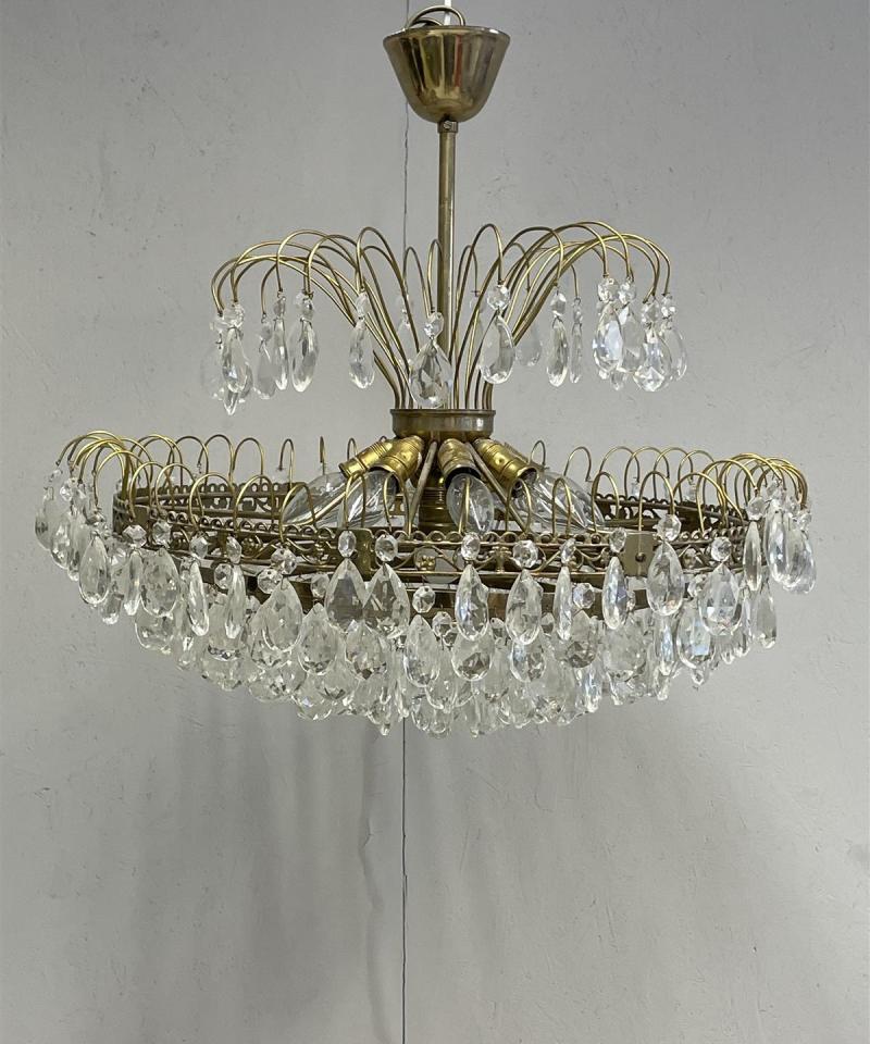 Vintage Kattokruunu kristalleilla 8-valopistettä