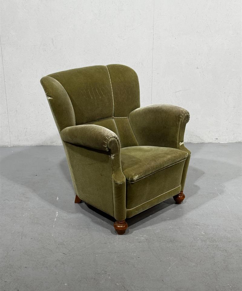 Vintage nojatuoli sametti vihreä