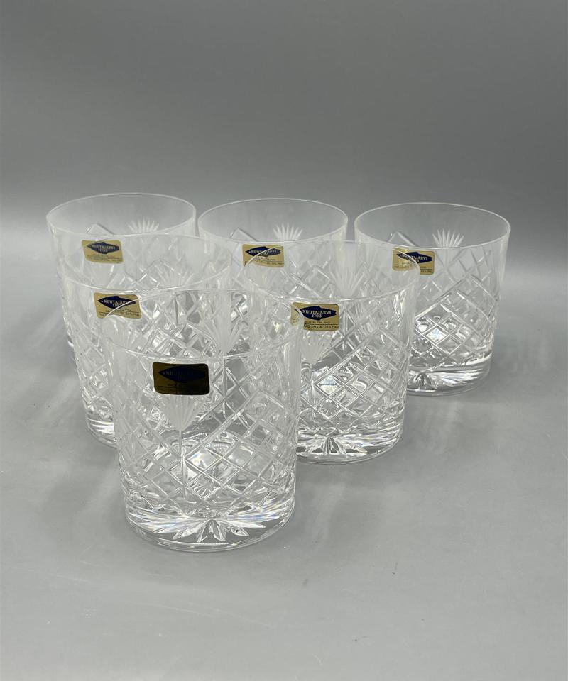 Nuutajärvi Wanha Kartano kristalli Viskilasi 6kpl