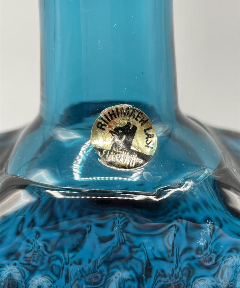 Riihimäen Lasi Flindari karahvi turkoosi, Nanny Still