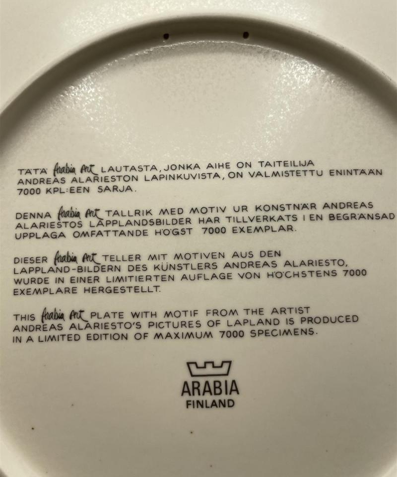 Arabia Art Lappi taidelautanen, Andreas Alariesto -80